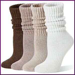 Merino Wool Slouch Boot Socks Thermal Winter Warm Thick Crew 4 Pairs